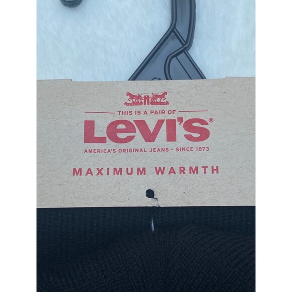 Levi’s mens winter 2 pc set knit hat and scarf set black/grey OSFM - Picture 5 of 11